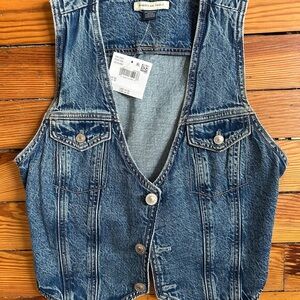 AEO Denim Vest with Button Closure